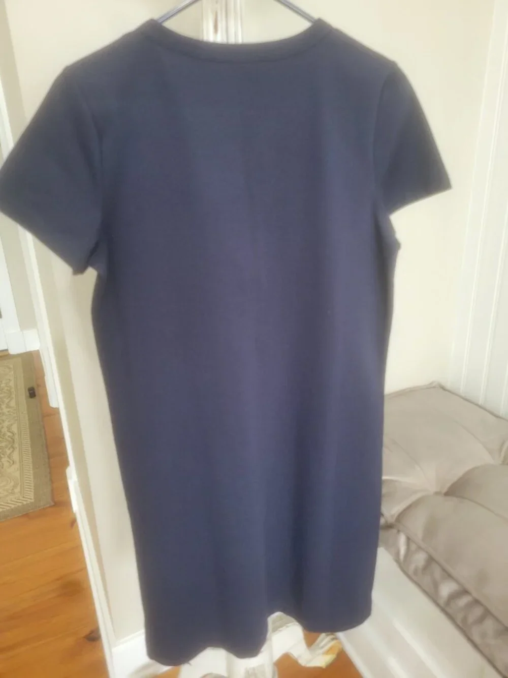 Women's J Crew Size Small Lace-Up Short Sleeve Solid Knit T-Shirt Dress Navy New